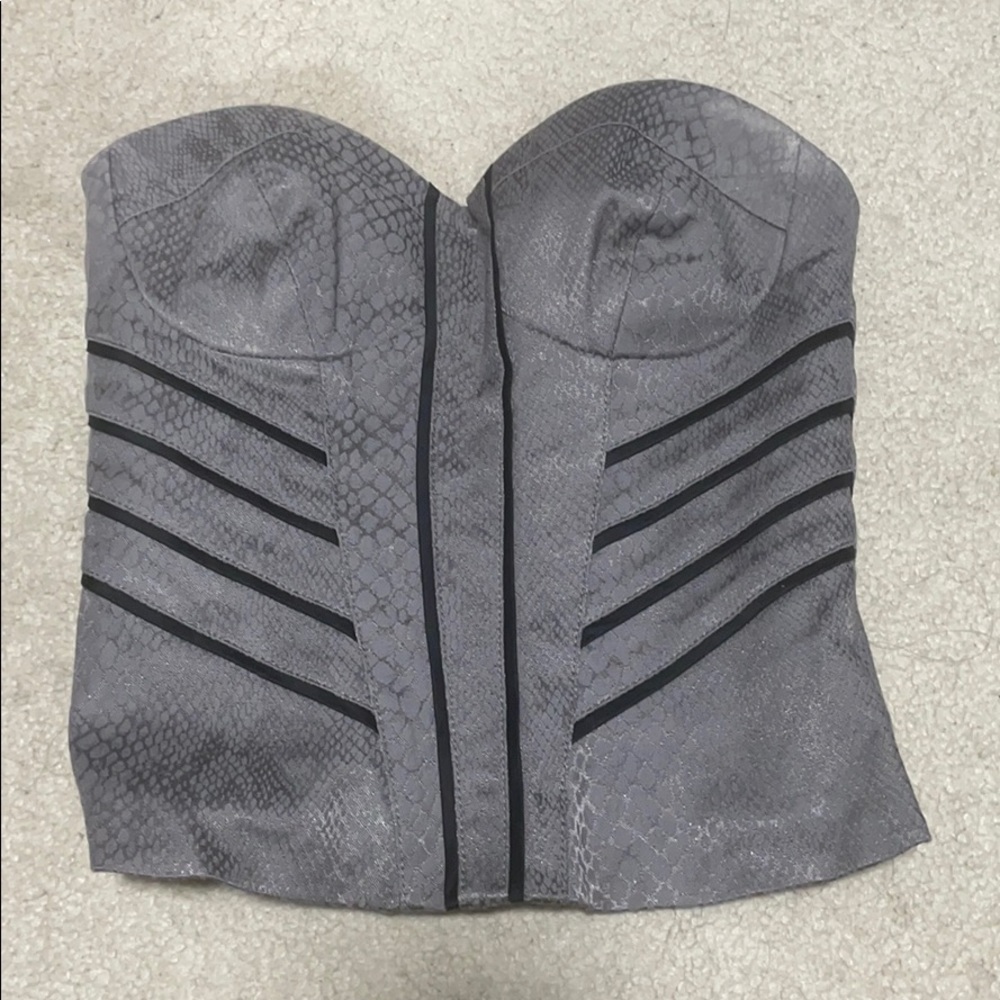 Bebe gray snake skin corset top size 0